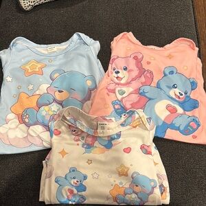 SHEIN Blue and Pink Nightgown with Cartoon Bear Designs